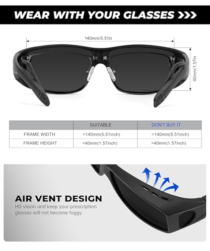 Image of Night Vision Glasses, Fit Over Glasses Mens Womens, Wrap Around Anti Glare HD Night Vision Lens for Night Driving