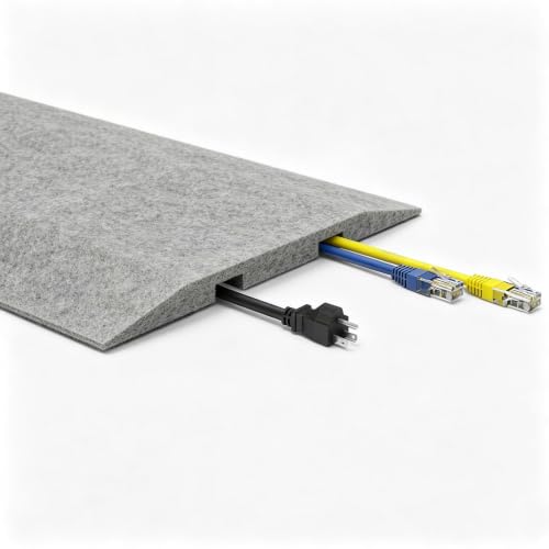 Natwind Floor Cord Cover Carpet Cord Hider 47.4 Felt Cable Cover with Velcro/3M Tape Wire Hider 2 Channels Cable Protector for Electric Cord Extension Cord Hider for Office Exhibitions Home Grey