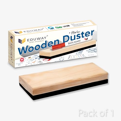 Image of Eduway Premium Non-Magnetic Whiteboard /Chalkboard Wooden Duster Eraser | Perfect Clean for Blackboard & Durable | Ideal for Teacher, Office, School, and Home | Pack of 1