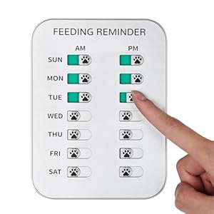 Dog Feeding Reminder, Magnetic OR Double Sided Adhesive Application, AM/PM Daily Chart Signs, Helps You Track Pets Feeding & Medication, Easy to Use on Fridge, Wall, Food Storage Bin (Silver)
