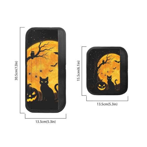 Image of Halloween Decor Refrigerator Door Handle Covers Set of 6 Kitchen Electrical Appliances Handle Protector Anti-Slip Fridge Microwave Accessories, Black Cat Moon Spider Print