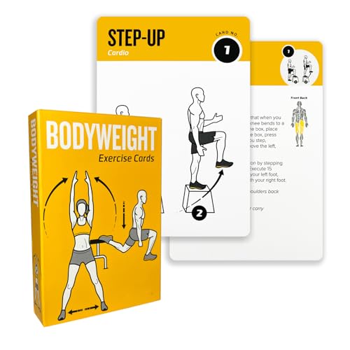 ELAORY Bodyweight Exercises Cards, 62 Workout Cards Deck Large Size 5' x 3.5' Fitness Cards for Women & Men, Beginner Fitness Guide to Training Exercises at Home or Gym