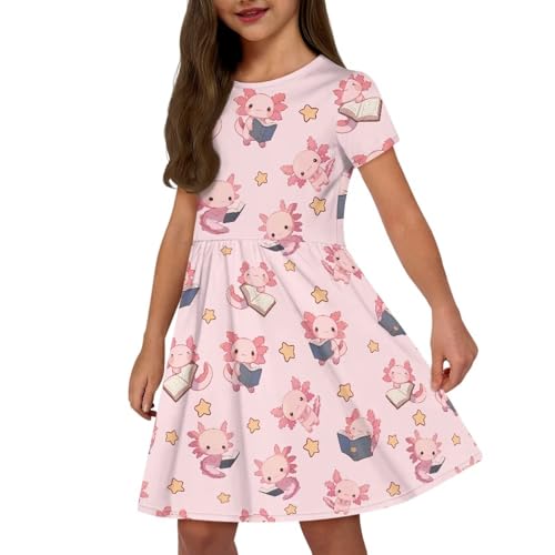 Image of Short Sleeve Dress for Girls with Pockets Cute Toddler Girl Clothes Summer 2-12