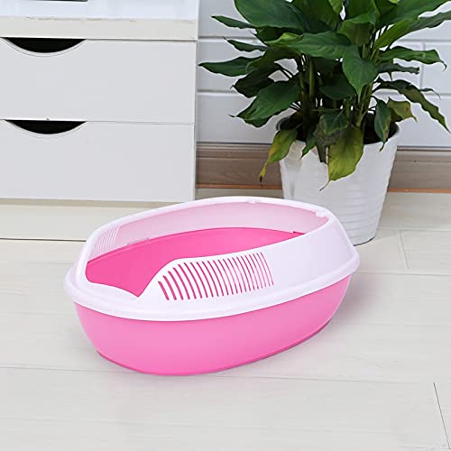 Cajas de Arena Cata de Gato semicerrada Cuenca de Arena desodorizante Cat Poop Cuenca Cat Supplies Super Extra Extra Gato Caja de Arena Arenero ​Gatos (Color : Pink, Size : S-37x27x12.5cm)