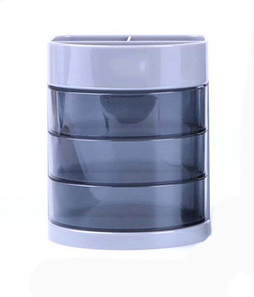 Transparent Plaid Pen Holder Multifunction Round Pen Pencil Holder Office Desktop Storage Box School Student (D,Talla nica) (D Talla nica)