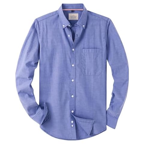 J.VER Men's Blue Oxford Shirt with Pocket Cover