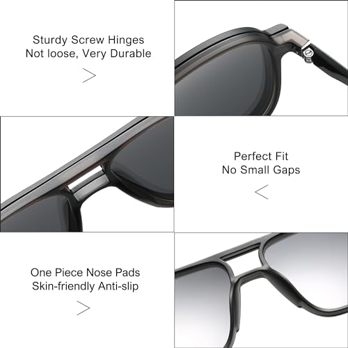 3 in 1 Polarized Magnetic Clip on Sunglasses for Eyeglasses Men Driving Black Square Aviator Optical Glasses Frame4