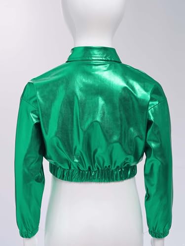 JEATHA Kids Shiny Metallic Bomber Jacket for Boys Girls Motorcycle Baseball Windbreaker Long Sleeve Zip Up Coats4
