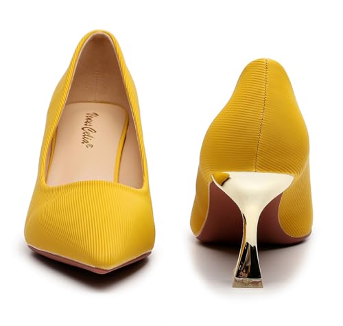 VenusCelia Women's Golden-Sun Pump Stiletto Heel Shoe4
