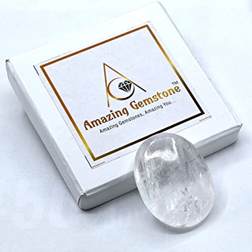 Image of Amazing Gemstone Clear Quartz Crystals and Healing Stones - Large Palm Stone Crystals Piedra - Crystal for Good Luck, Positive Energy, Meditation - Unique Stocking Stuffers & Birthday Gifts