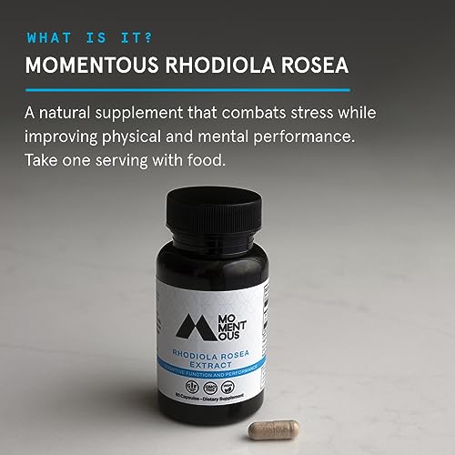 Momentous Rhodiola Rosea Supplement - Adaptogen Supplement for Cognitive Function, Fatigue & Stress Support - Rhodiola Rosea Root Extract - NSF Certified, GMO-Free, Gluten Free, Vegan, 60 Servings - Thumbnail 3