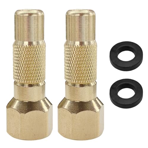 Deaelf 2PCS Air Chuck Twist-on, 1/4'' NPT Heavy Duty Screw On Brass Tire Air Chuck, for Tire Inflator Gauge Compressor Accessories, Universal for Most Cars (Gold)