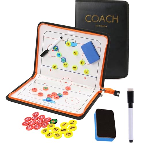 Joyeee Ice Hockey Dry Erase Coaching Board, Durable Foldable Leather Tactic Coaching Board for Ice...
