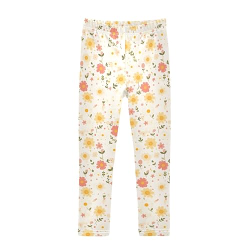 KLL Polka Dots and Tender Chamomile Flowers Toddler Baby Girl Leggings Stretch Full Length Yoga Pants Running