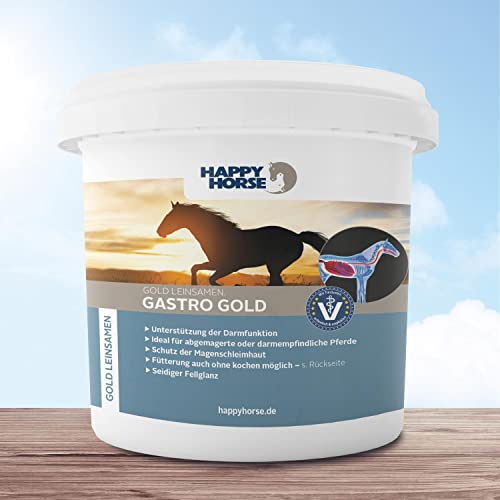 HAPPY HORSE Gastro Gold | Gold-Leinsamen für Pferde | 5kg | Pferdefutter zur ernährungsphysiologischen Unterstützung der Magen‑Darm-Funktion | Reich an Schleimstoffen & Omega‑3‑Fettsäuren