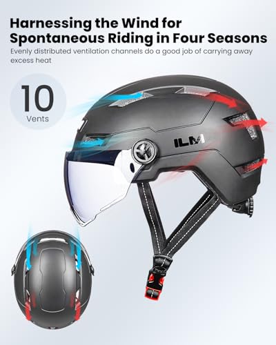 Fahrradhelm mit Licht und Visier für Damen und Herren