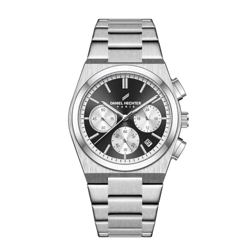 Image of Daniel Hechter Paris Hoche Collection Chronograph Analog Watch for Men - Brushed Stainless Steel case and Strap with Date Display