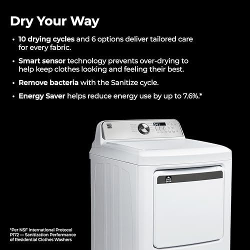 Kenmore 7.0 cu. ft. Front Load Gas Dryer-with Guard to Reduce Wrinkles & Static-Smart Sensor Drying-LED, White