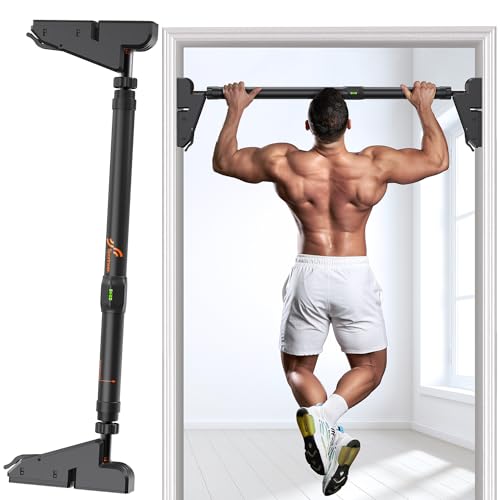 Pull Up Bar: Strength Training Chin up Bar Without Screws – Adjustable Width Double Safety Locking Mechanism Pull-up Bar for Doorway, Max Load 700lbs for Home Gym Upper Body Workout, Non-Slip