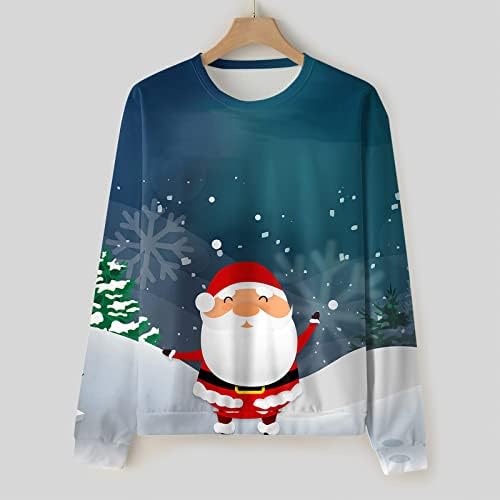 Kersttrui voor heren, grappige kersttrui, kerstman, kerstshirt, pullover voor mannen, kerstoutfit met lange mouwen, sweatshirt, groen, L