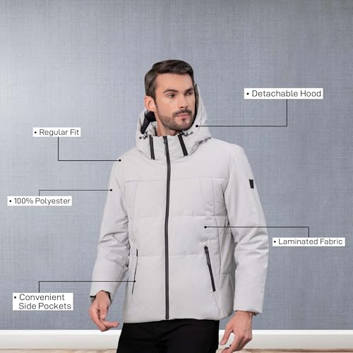 Image of Red Tape Polyester Hooded Standard Length Jacket For Men | Padded & Detachable Hood | Enhanced Comfort