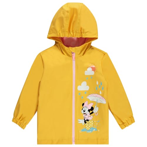 Disney Minnie Mouse Toddler Girls Zip Up Waterproof Rain Jacket Yellow 4T