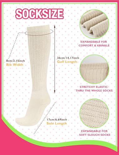 Image of Buauty Slouch Socks for Women, Soft Extra Long Chunky Scrunch Knee High Sock Winter Knit Slouchy Socks Leg Warmmers
