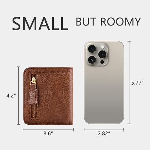 Image of Gostwo Small Wallet for Women, Slim Bifold Credit Card Holder, Compact RFID Blocking Cash Wallet, Billfolds Thin Leather Zipper Pocket, Mini Wallet Gift for Ladies Teen Girls Travel with ID Window