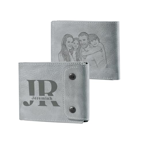 Father Day Gifts for Dad from Daughter, Personalized Photo Wallet for Men – Custom Name Leather Wallet for Dad, Husband, Grandpa, Birthday Gift for Him (Style 2)