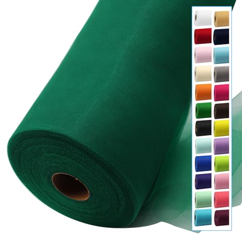 Image of Hunter Green Tulle Fabric Rolls 54 Inch by 40 Yards Tulle Bolt Spool for Wedding Decorations DIY Tutu Baby Shower Table Skirt Ceiling Decor Birthday Party Craft Supplies