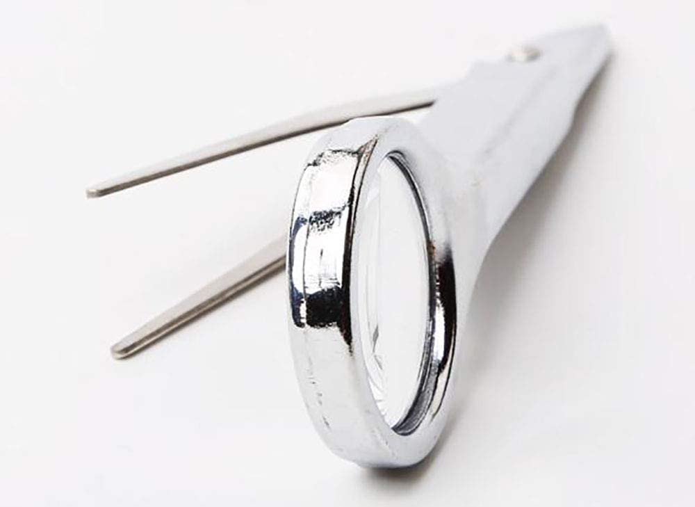 Lente d'Ingrandimento Tascabile a Specchio da 24 mm Pinzette per Cintura in Acciaio Inossidabile palmare Pizzico Clip per Sopracciglia Manutenzione Testa Nera Rilevamento Portatile Lenti