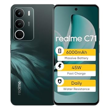 realme C71 Smartphone 8+256GB,Display da 6,67'' 120hz,Batteria 6000mAh,Chipset UNlSOc T7250,Fotocamera AI da 50 MP,Supporto per schede SD,Verde