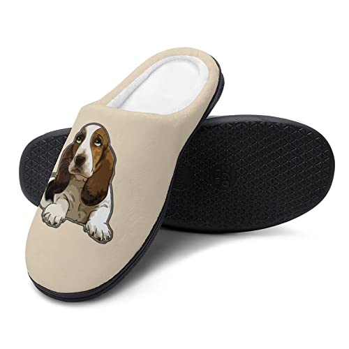 Basset Hound Women's House Slippers Warm Cotton Anti-Slip Slippers Home Shoes Indoor Outdoor 7-8（39-403