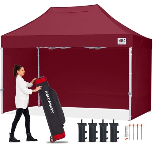 Image of ABCCANOPY Commercial Pop Up Canopy Tent with Sidewalls 10X15,Burgundy