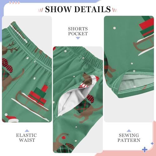 Boys' Pants Christmas Hats Duchshunds Long Bottoms Jogger Pants Elastic Waist Trousers with Pockets S-XL4