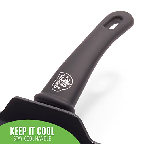Greenlife Soft Grip Diamond Healthy Ceramic Nonstick 11" Griddle Pan, Pfas-Free, Dishwasher Safe, Black #TOP5