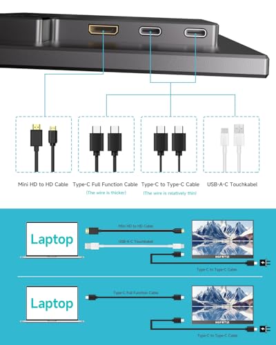 Image of Portable Monitor Touchscreen 15.6 inch, 1920x1080 60Hz FHD IPS HDR 10-Point Touch Screen Monitor with Built-in Stand & Speaker, HDMI USB C VESA External Travel Monitors for Laptop, PC, Mac, Phone