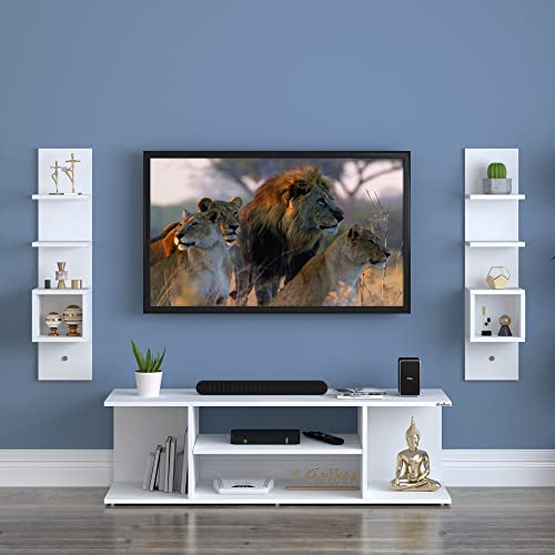 Image of Anikaa Emma Engineered Wood TV Unit /TV Stand /Floor Standing TV Unit /TV Cabinet /TV Entertainment Unit (White) - Ideal for Upto 55 inch(D.I.Y)