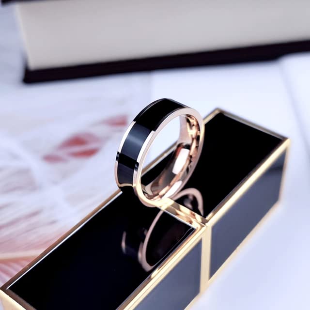 CTEKU CTEKU Anillo de Oro Rosa de Oro Blanco Negro para joyería de Boda de Hombre mujer-11, Oro Rosa Negro