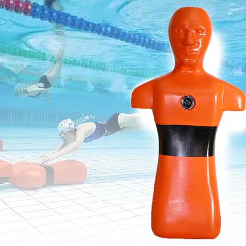 Oiyekntd Maniquí de Entrenamiento de Rescate acuático, Herramientas didácticas para prevenir ahogamientos con Drenaje rápido y 3 Orificios de inyección de Agua, Equipo de Rescate en Piscinas Orange