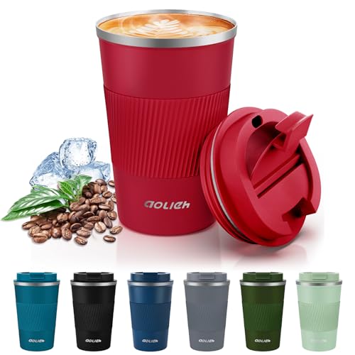Image of MOMSIV Travel Mug, Insulated Coffee Cup,Double Walled Travel Mug Vacuum Insulation Stainless Steel with Leakproof Lid Eco-Friendly Reusable Cup for Coffee,Tea and Beer