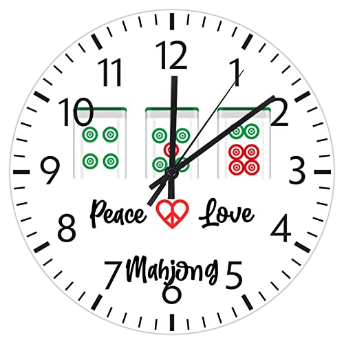 Horloge murale ronde en PVC Mahjong caractères chinois silencieuse 30cm