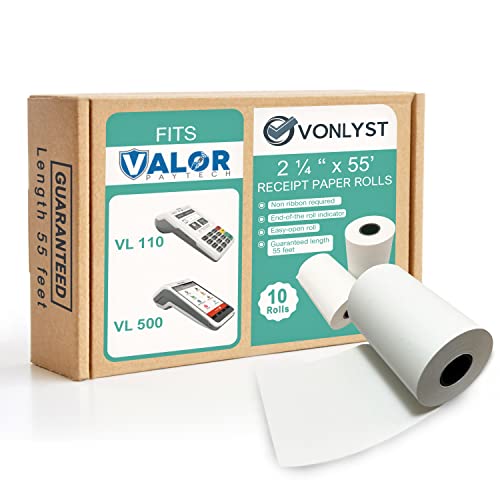 Vonlyst Receipt Paper Roll for Valor Paytech VL 110 and VL 500 Credit Card Machine (10 Rolls)