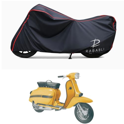 Image of Waterproof Bike Body Cover Compatible for | Lambretta GP 200 | Taffeta Fabric, Red Piping Design, Bottom Elastic Fit | Dustproof, Sun UV & Rain Protection for All Bikes