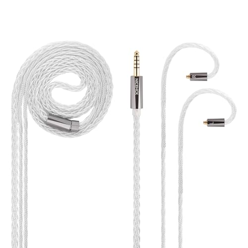 NICEHCK SnowLuna イヤホンリケーブル アップグレード MMCX 4.4mm 7N OCC銀メッキとアルミ銅合金ミックス 7N高純度 交換用 リケーブル可能 柔らかい 軽量 音質改善 hifi 金属製コネクタ 着脱式 1.2m DIY(4.4