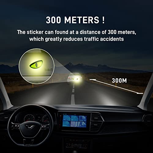 Image of Thcbme 1 Pack Car Stickers Eye Yellow Night Safety Driving Reflective Cute Caution Decal, Motorcycle Helmet Stickers Decals, for Bumpers, Window, Laptop, Wall (Yellow) Reflective 4 inch by 2 inch