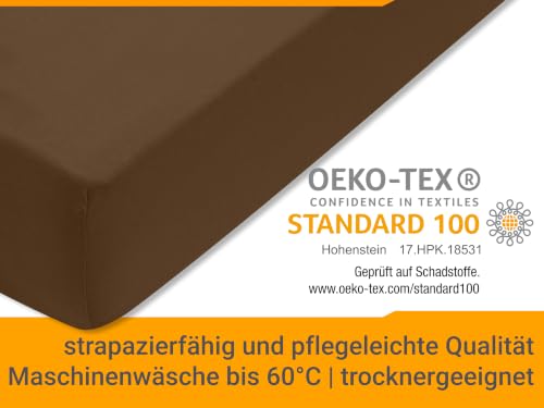 npluseins Jersey Spannbetttuch Baumwolle, 120x200 cm, Schokobraun – Ansicht 6