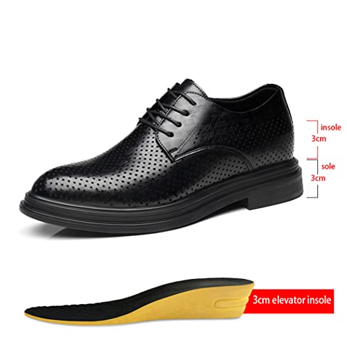 Mens Elevator Shoes Hollow Out Leather Uniform Dress Shoes Lace-Up Height Raised Shoes for Business, Formal2
