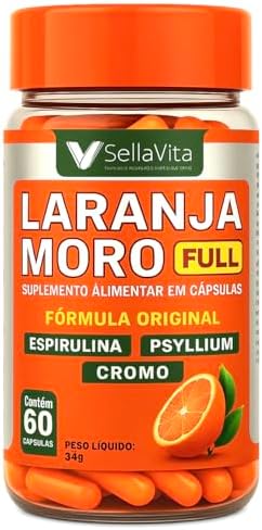 Laranja Moro Com Picolinato De Cromo e Psyllium, Espirulina, Roti...