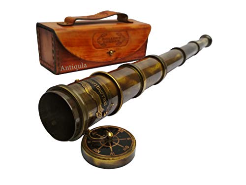 Antique Look Vintage 15 inches Dollond London Chain Telescope Royal Navy Decorative Christmas
